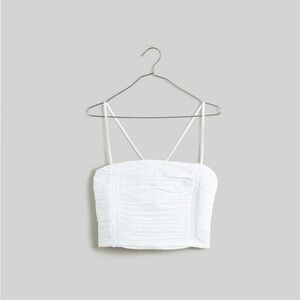 MADEWELL Tube Tank Crop Top Smocked Back Poplin Eyelet White 00 NWT